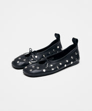 Load image into Gallery viewer, Rosalind All Studs Black Leather Ballet Flats