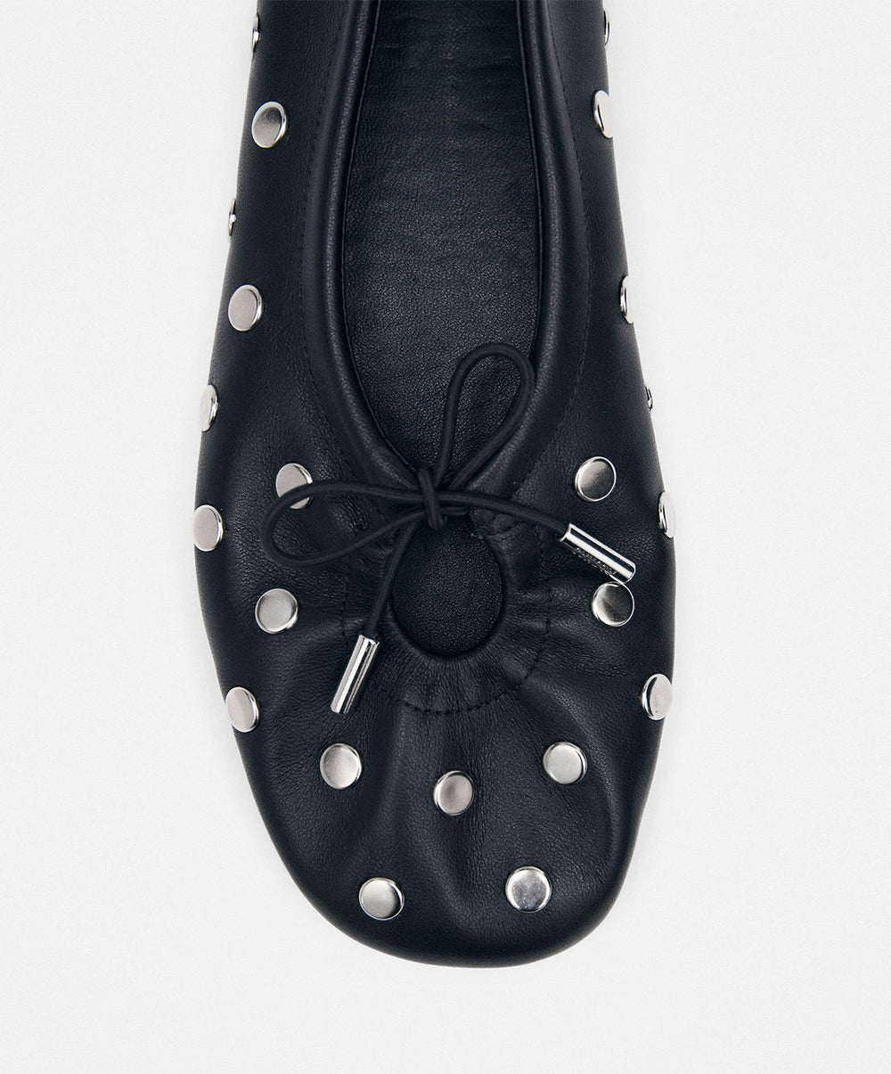 Rosalind All Studs Black Leather Ballet Flats