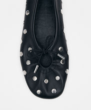 Load image into Gallery viewer, Rosalind All Studs Black Leather Ballet Flats