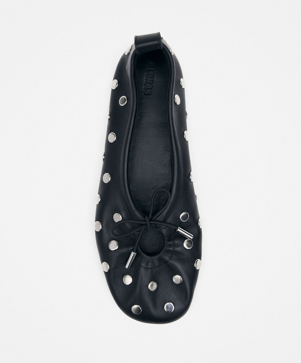 Rosalind All Studs Black Leather Ballet Flats