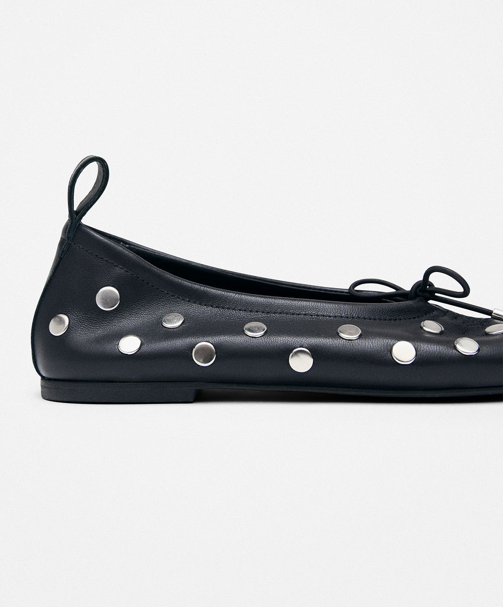 Rosalind All Studs Black Leather Ballet Flats