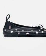Load image into Gallery viewer, Rosalind All Studs Black Leather Ballet Flats