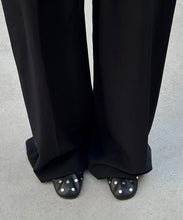 Load image into Gallery viewer, Rosalind All Studs Black Leather Ballet Flats