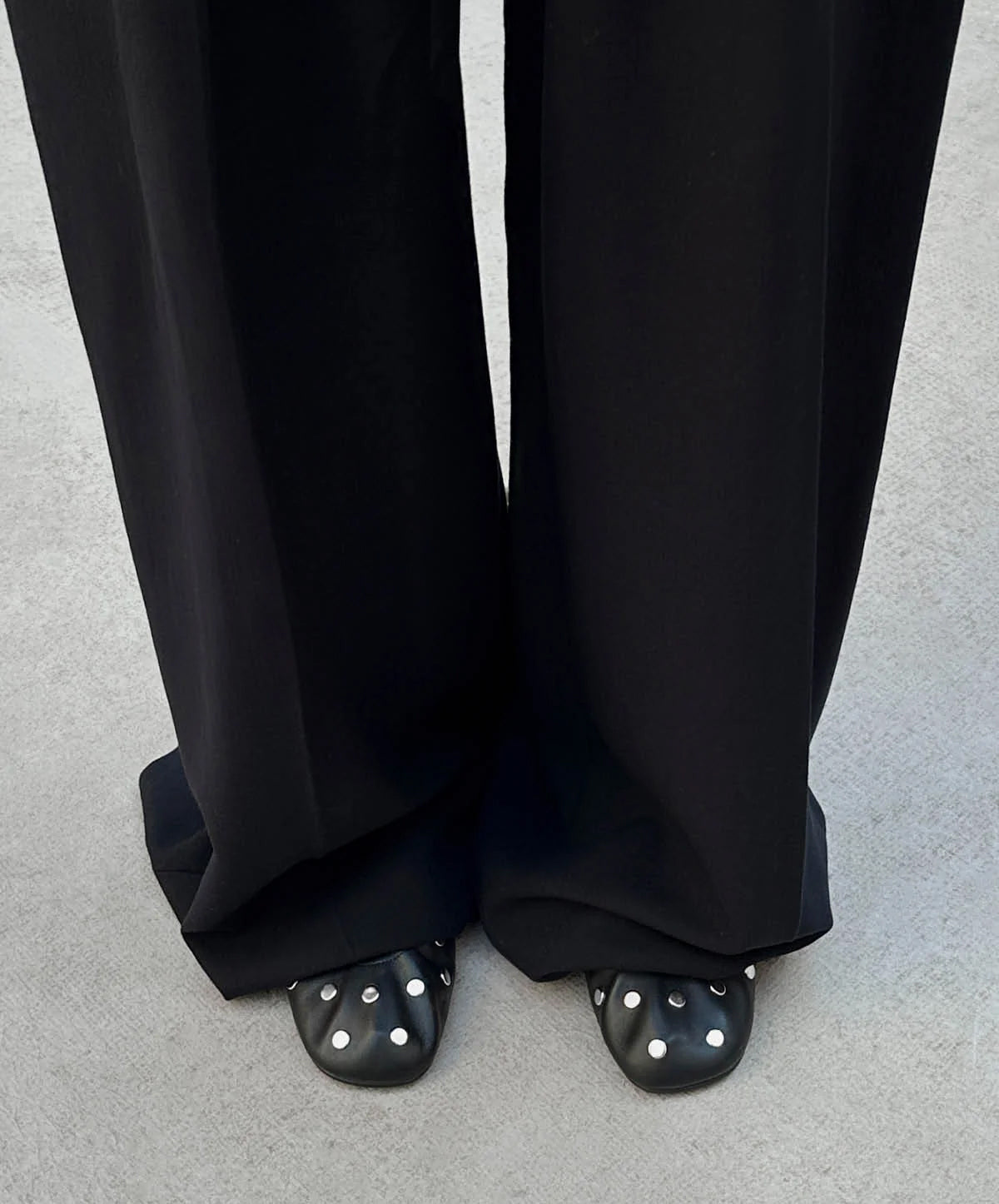 Rosalind All Studs Black Leather Ballet Flats