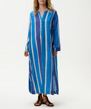 Load image into Gallery viewer, Moroccan Stripe Blue Bazaar Stripe Dress