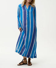 Load image into Gallery viewer, Moroccan Stripe Blue Bazaar Stripe Dress