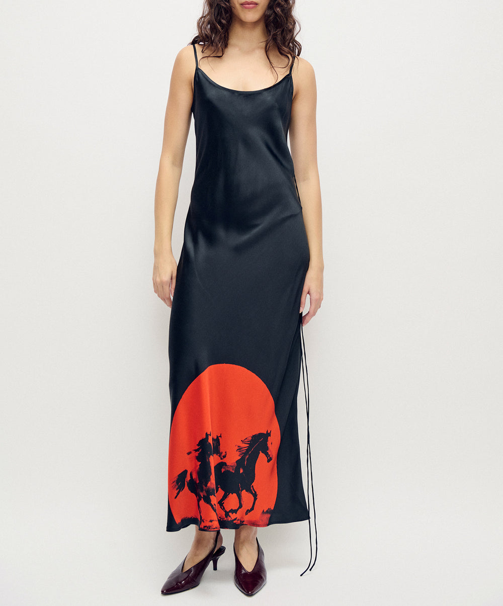 silk horse dress Kutnia Zeugma Horse Print Silk Midi Dress Timeless