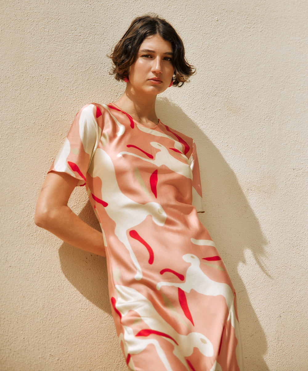 silk laundry short sleeve bias dress Short Sleeve Bias Dress