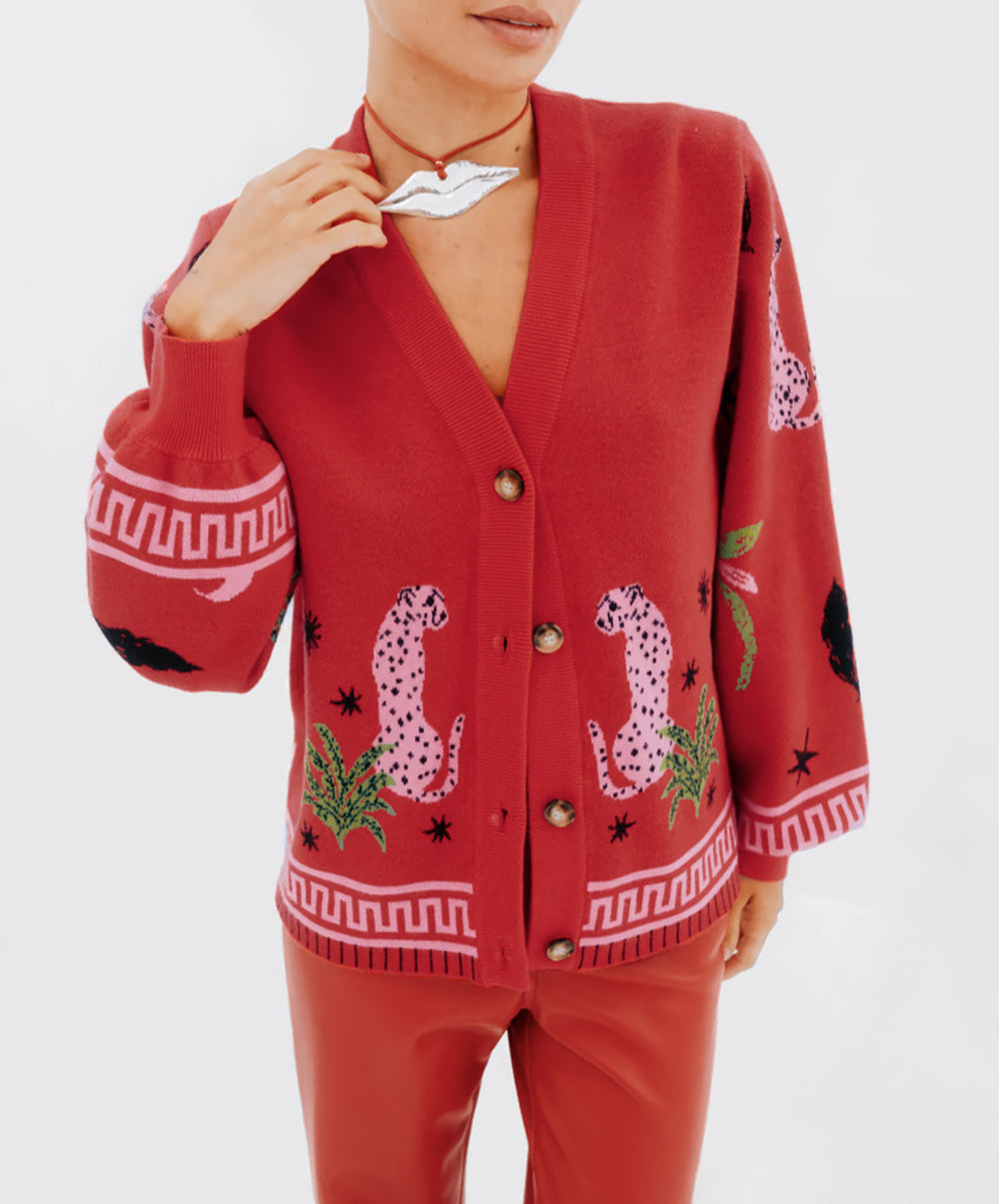 Red Solstice Knit Cardigan