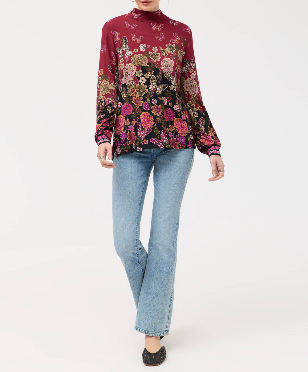 The Janie Favorite Puff Sleeve Mock Neck