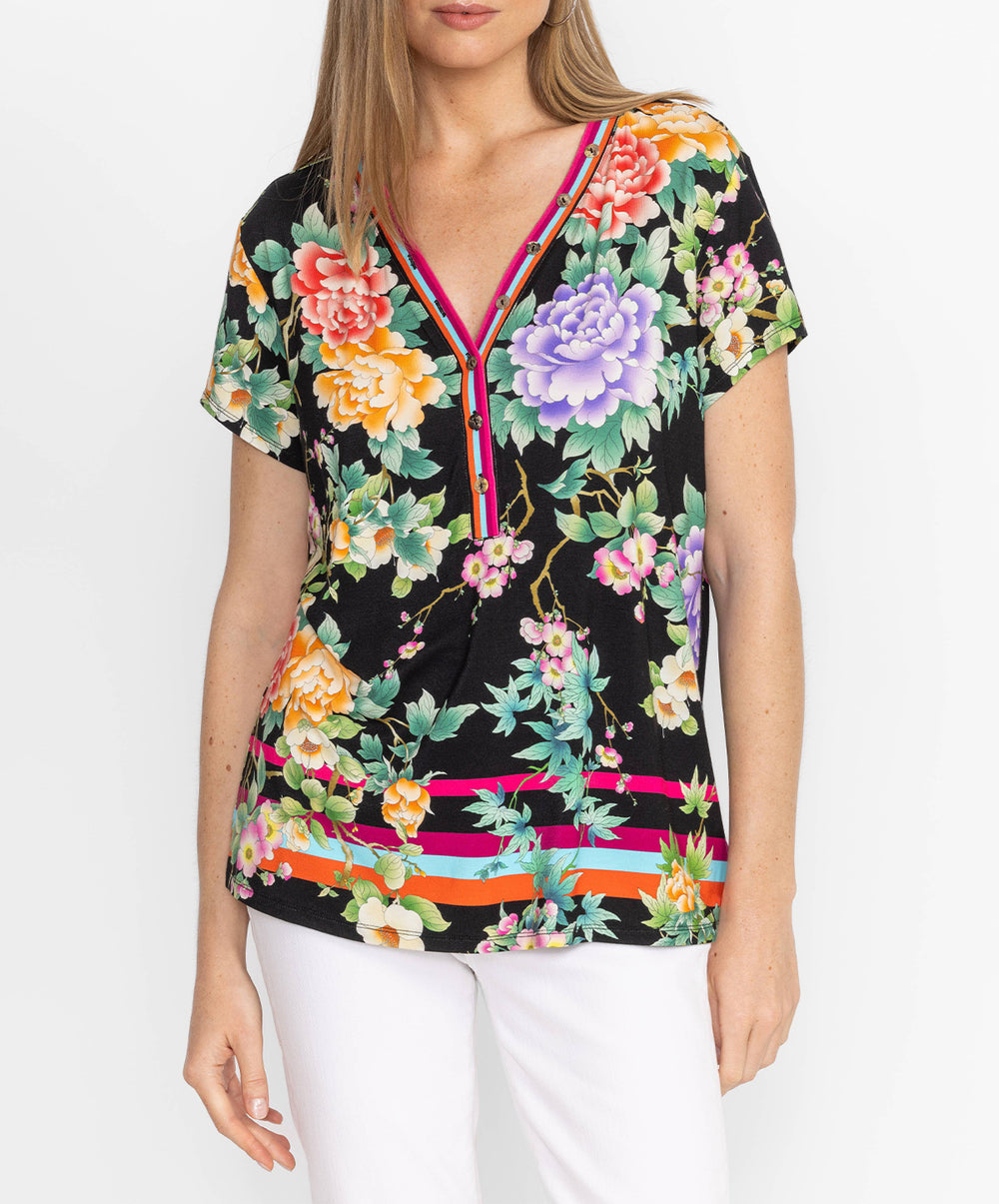 The Janie Favorite Button Neck Tee