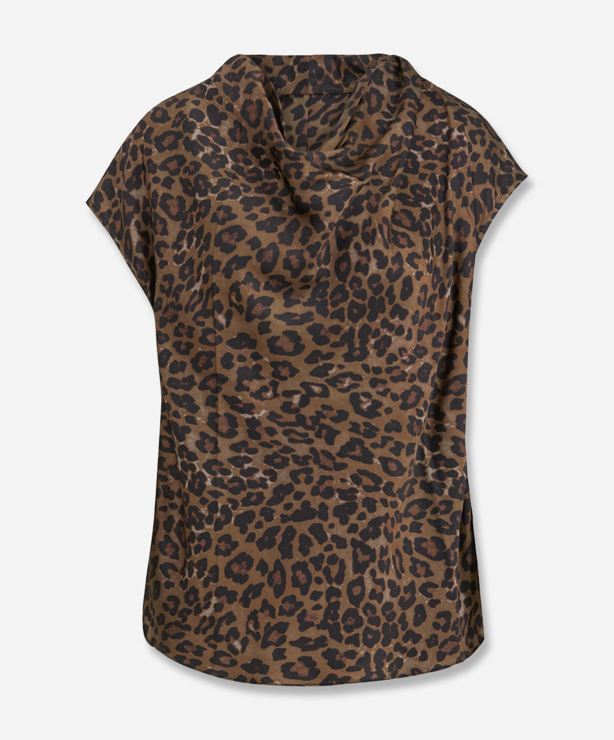 Top With Draped Neck In Leo Print