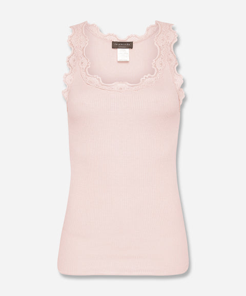Babette Silk Sleeveless U-Neck Lace Top
