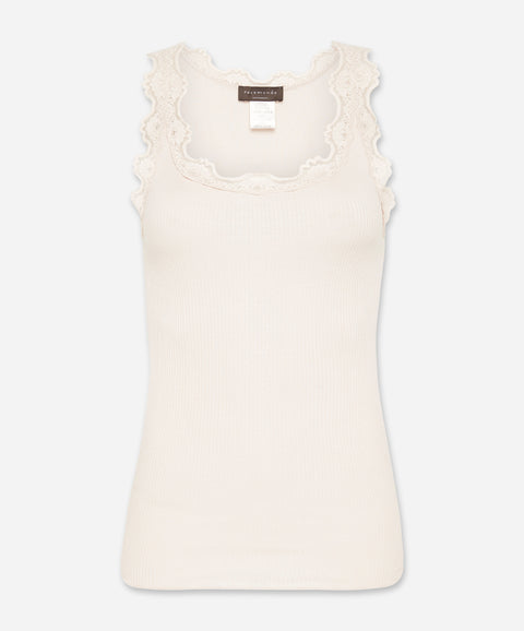 Babette Silk Sleeveless U-Neck Lace Top