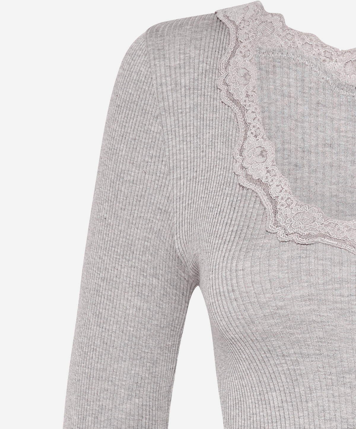 Babette Silk Long Sleeve U-Neck Lace T-Shirt