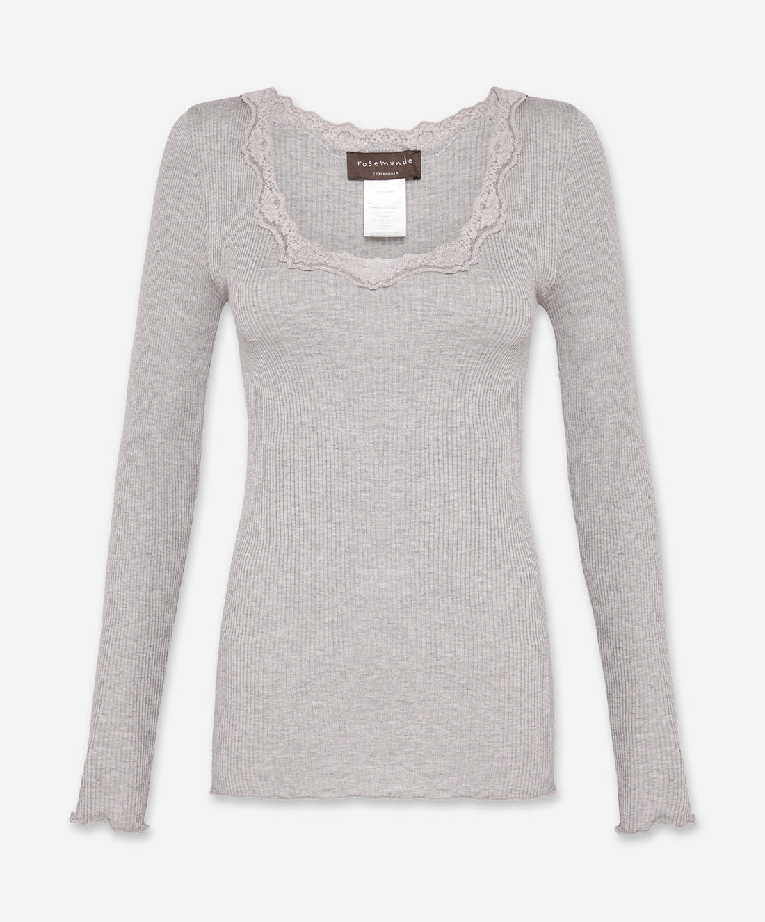 Babette Silk Long Sleeve U-Neck Lace T-Shirt