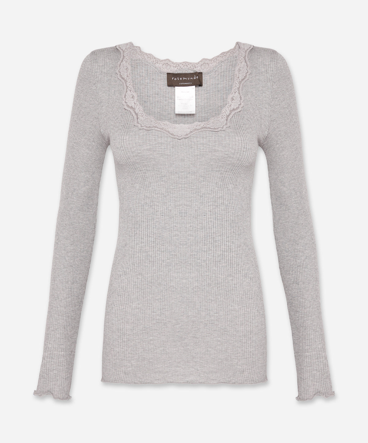 Babette Silk Long Sleeve U-Neck Lace T-Shirt