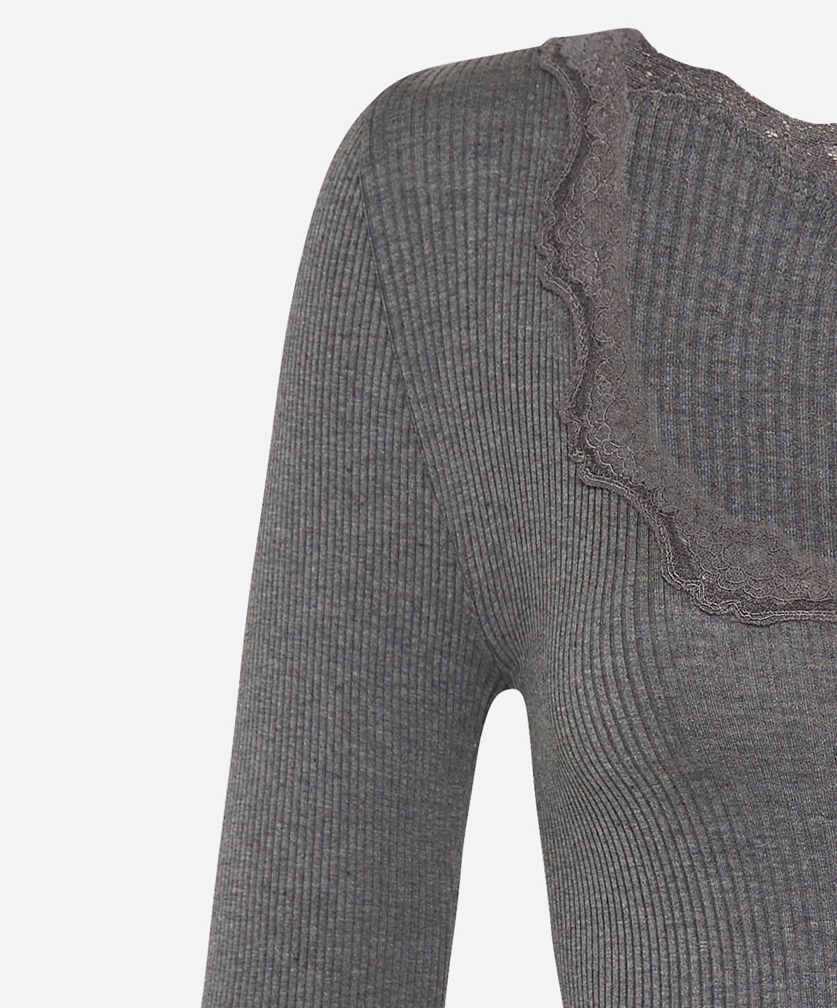 Babette Silk Long Sleeve U-Neck Lace T-Shirt