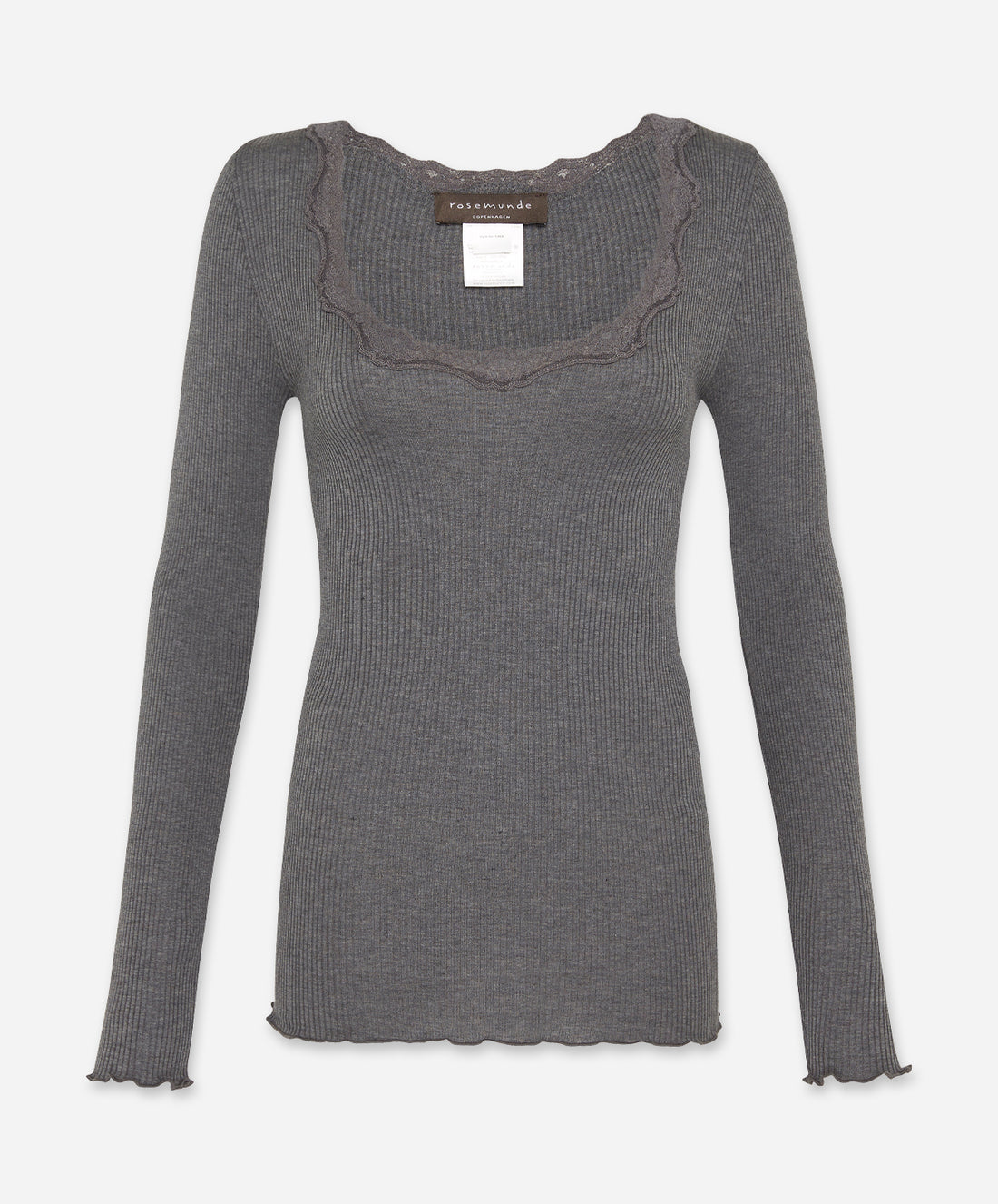 Babette Silk Long Sleeve U-Neck Lace T-Shirt