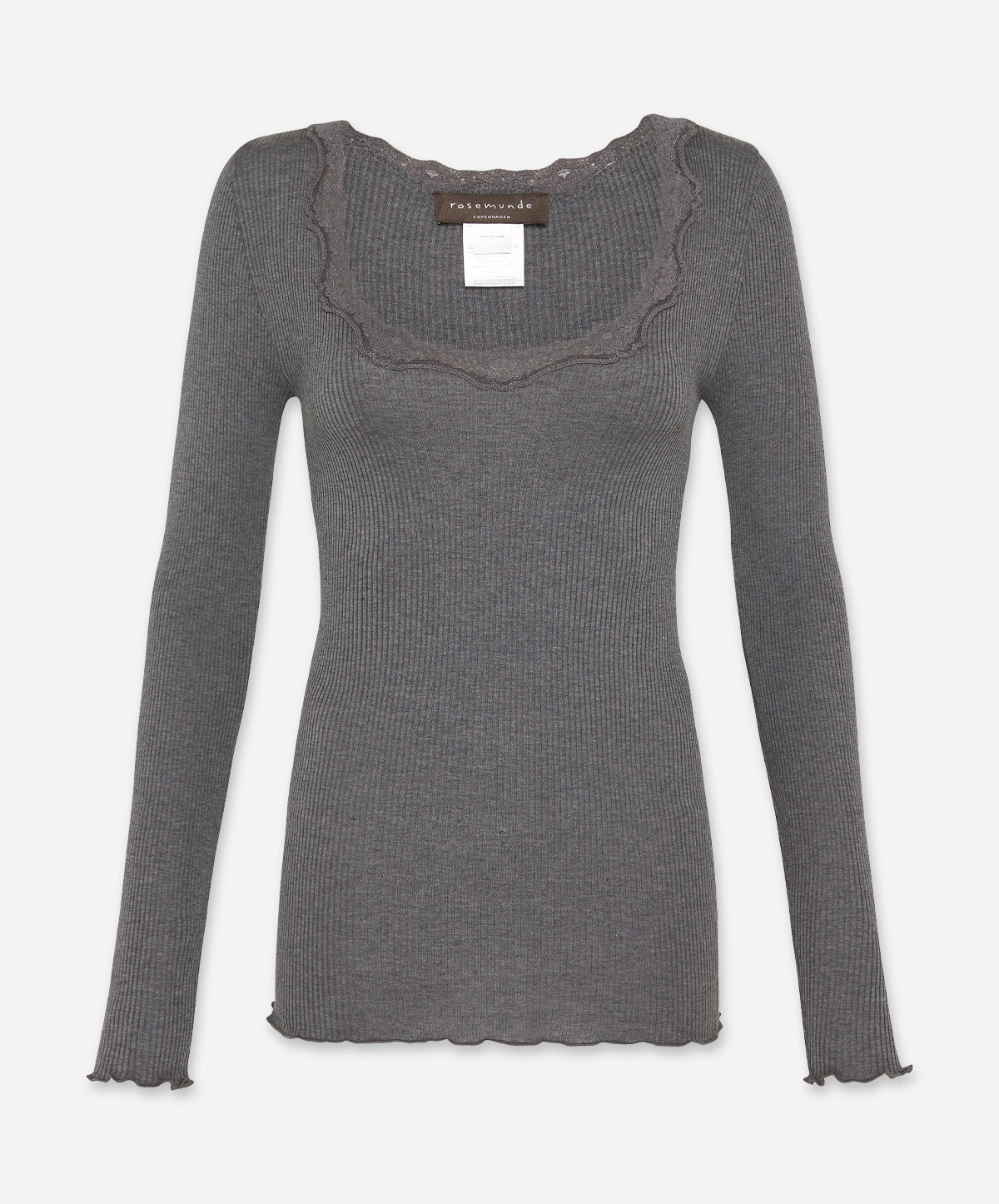 Babette Silk Long Sleeve U-Neck Lace T-Shirt
