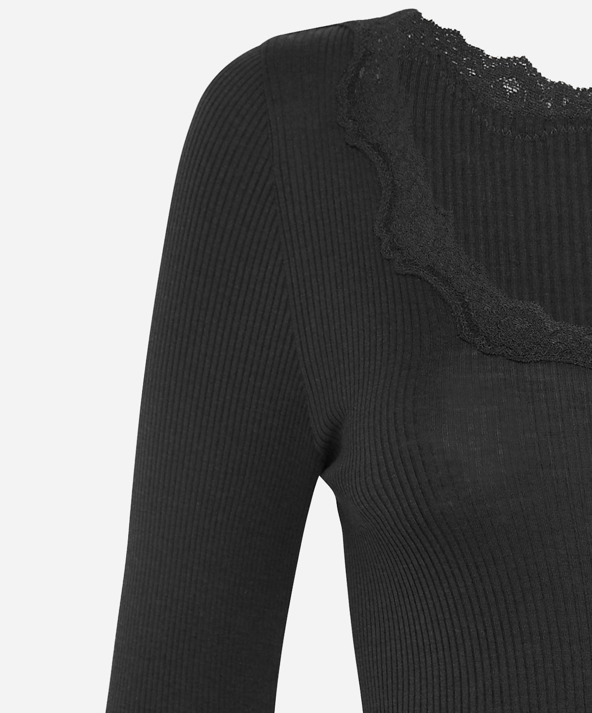 Babette Silk Long Sleeve U-Neck Lace T-Shirt