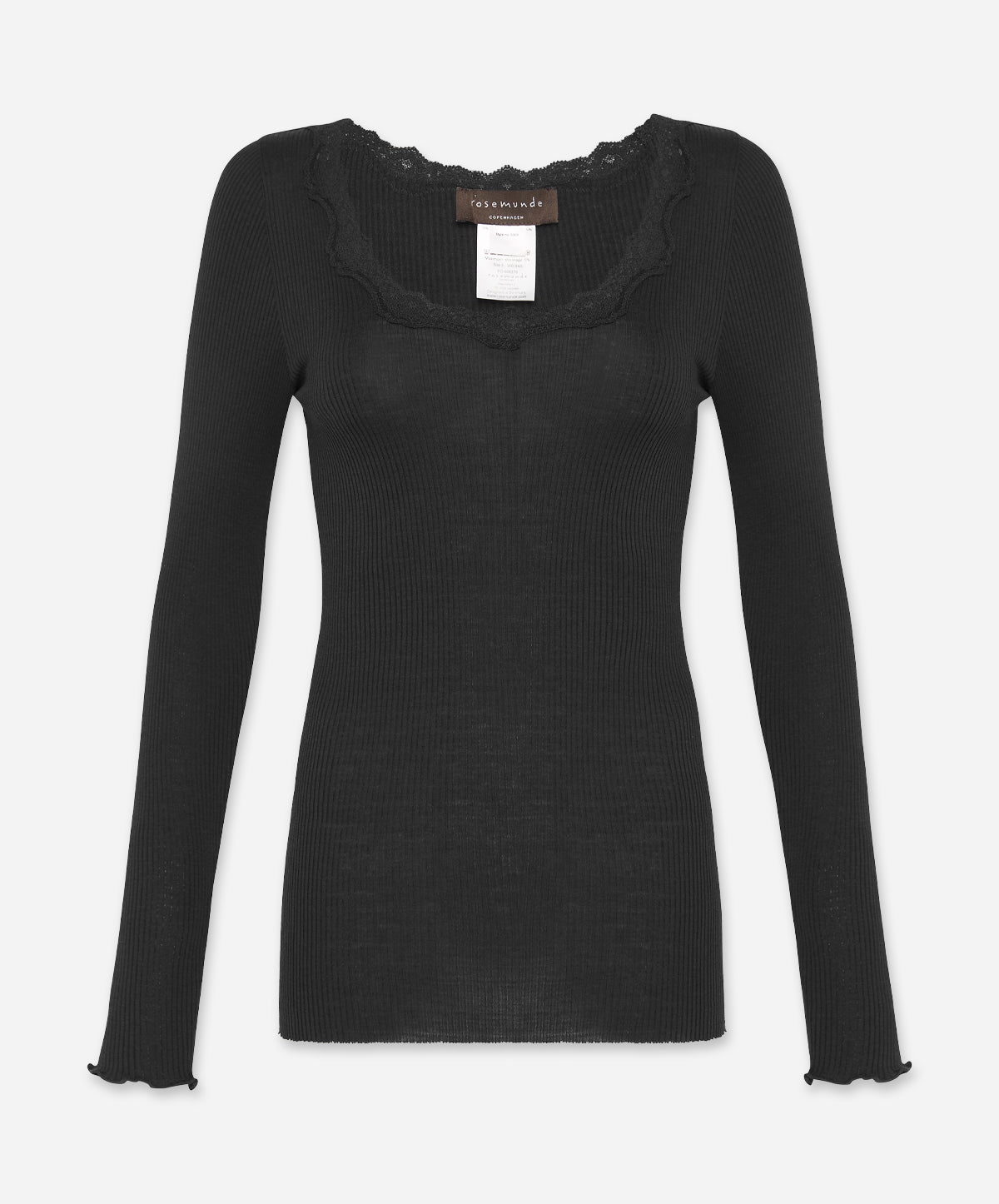 Babette Silk Long Sleeve U-Neck Lace T-Shirt