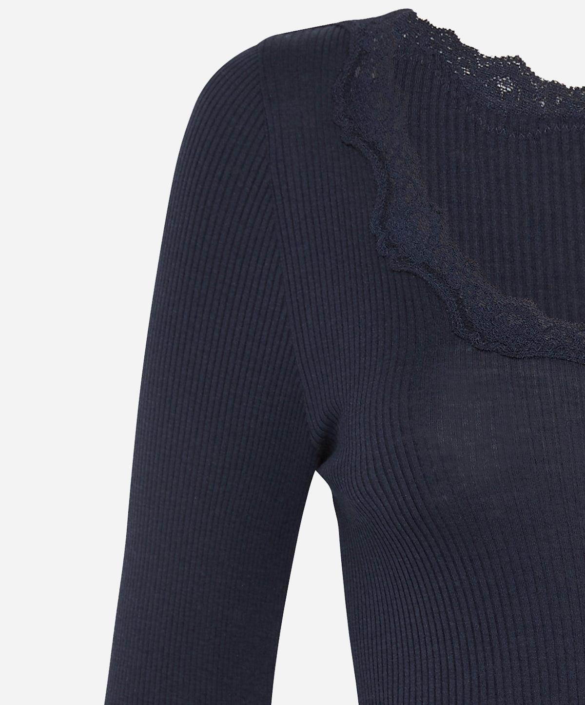 Babette Silk Long Sleeve U-Neck Lace T-Shirt