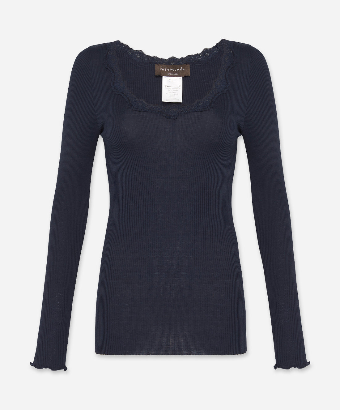 Babette Silk Long Sleeve U-Neck Lace T-Shirt