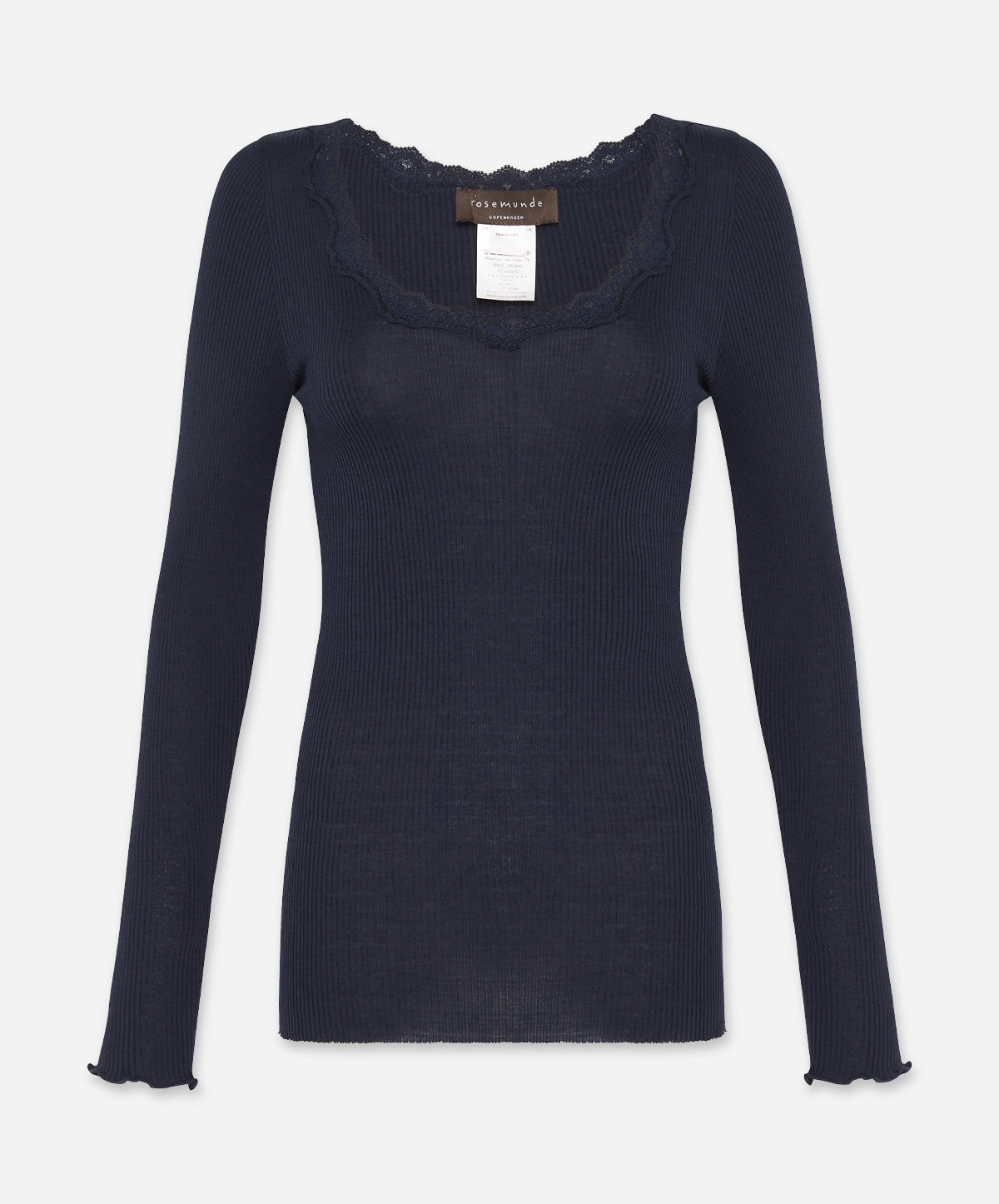 Babette Silk Long Sleeve U-Neck Lace T-Shirt