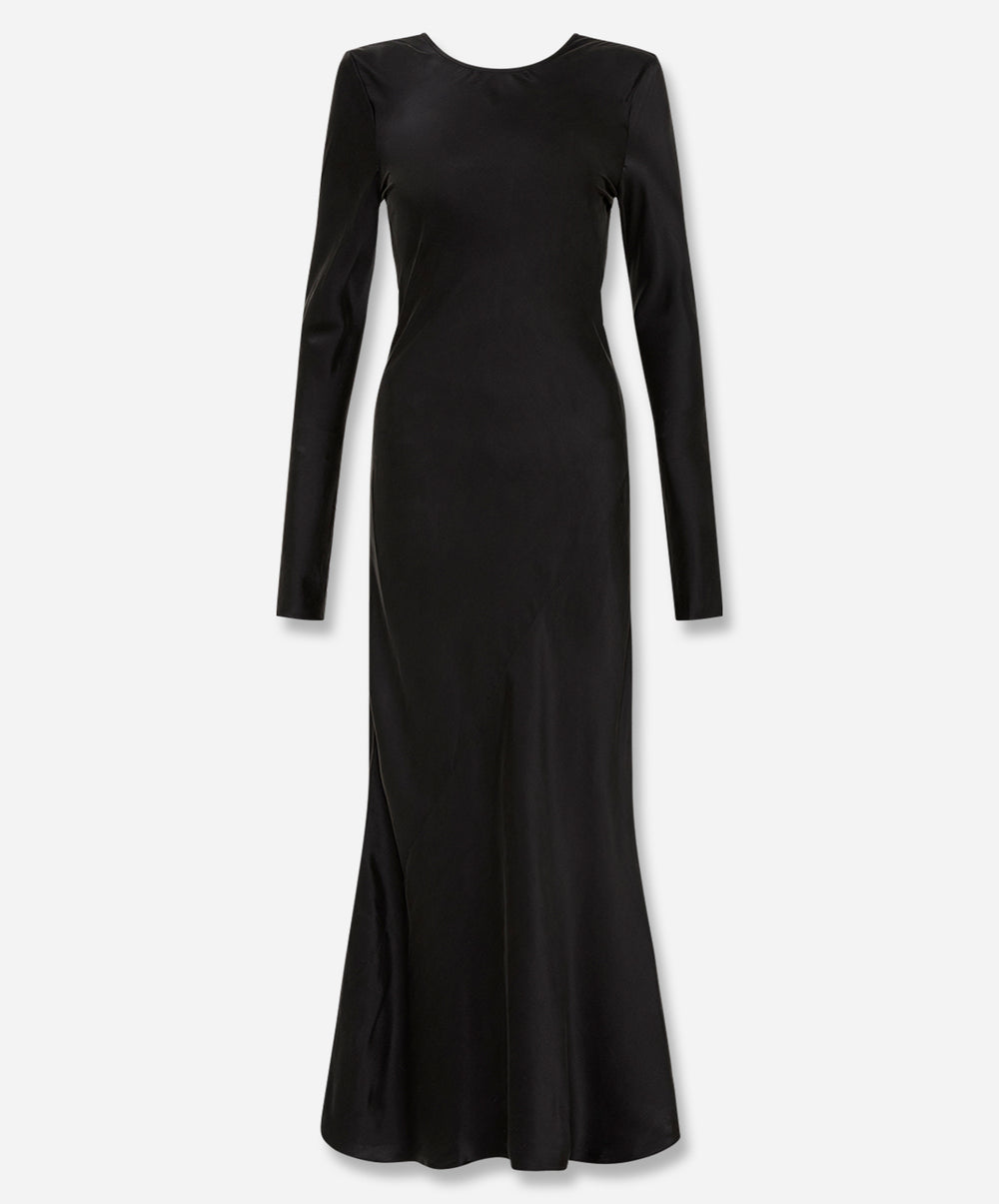 long sleeve bias dress Kyra Bias Cut Long Sleeve Maxi Dress In Blue Gingham MONO BAS